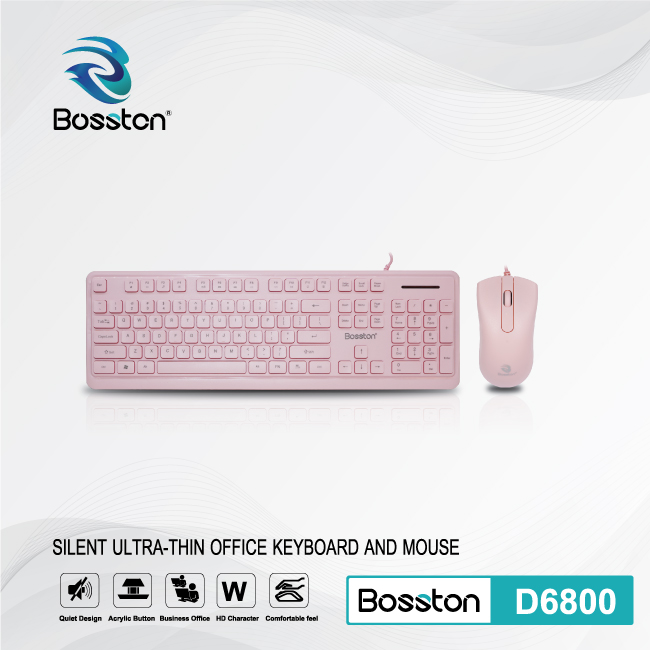 COMBO BÀN PHÍM + MOUSE BOSSTON D6800 PINK
